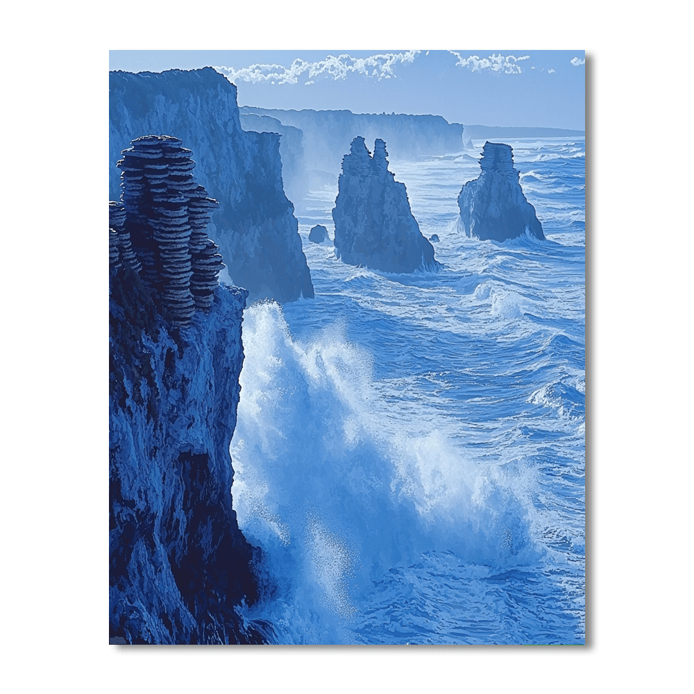 Pancake Rocks And Blowholes - New Zealand Number Painting