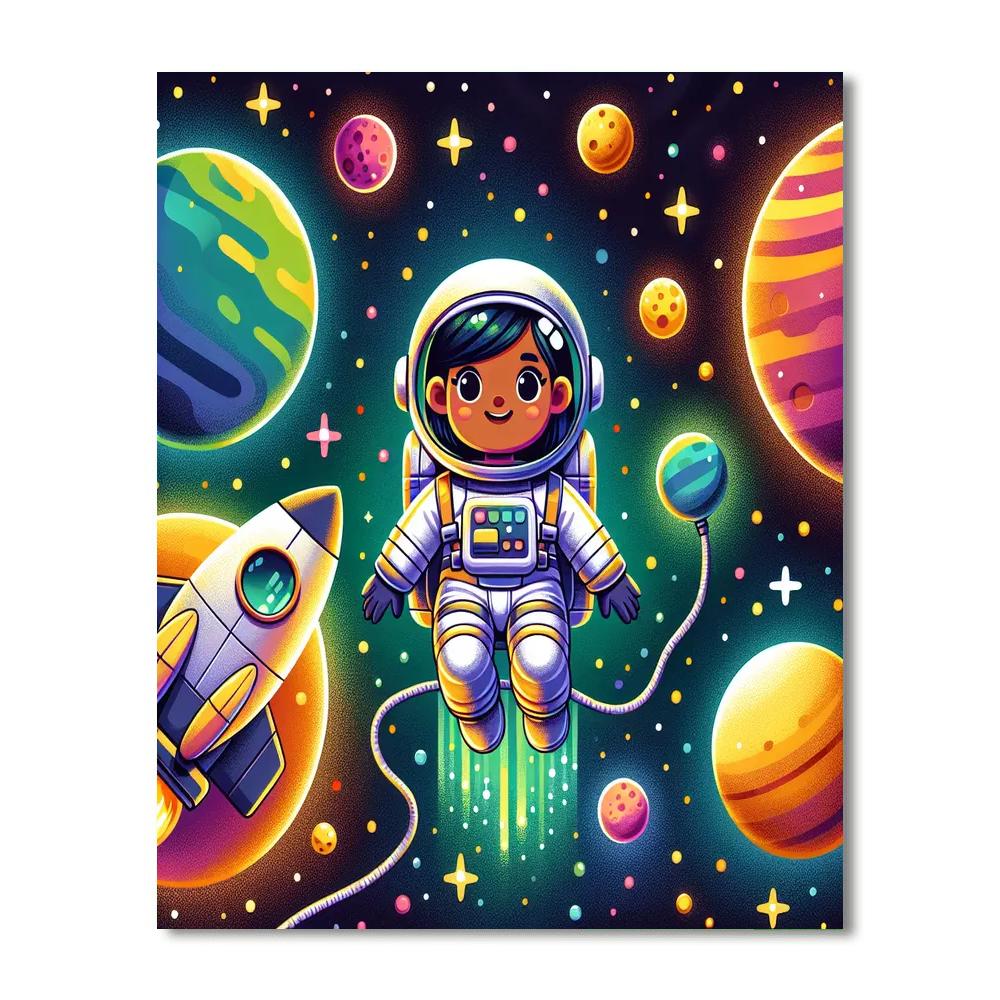 Brave Astronaut's Journey Paint By Numbers Art