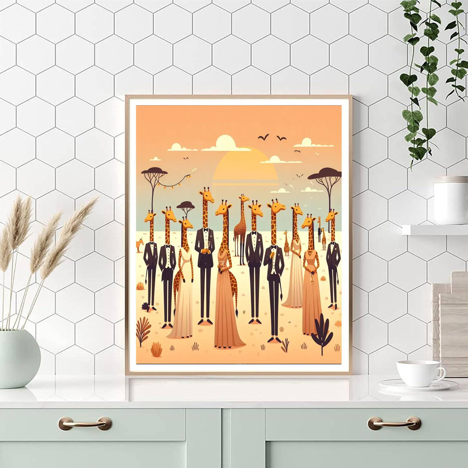 Grand Giraffe Gala Painting Number Kit