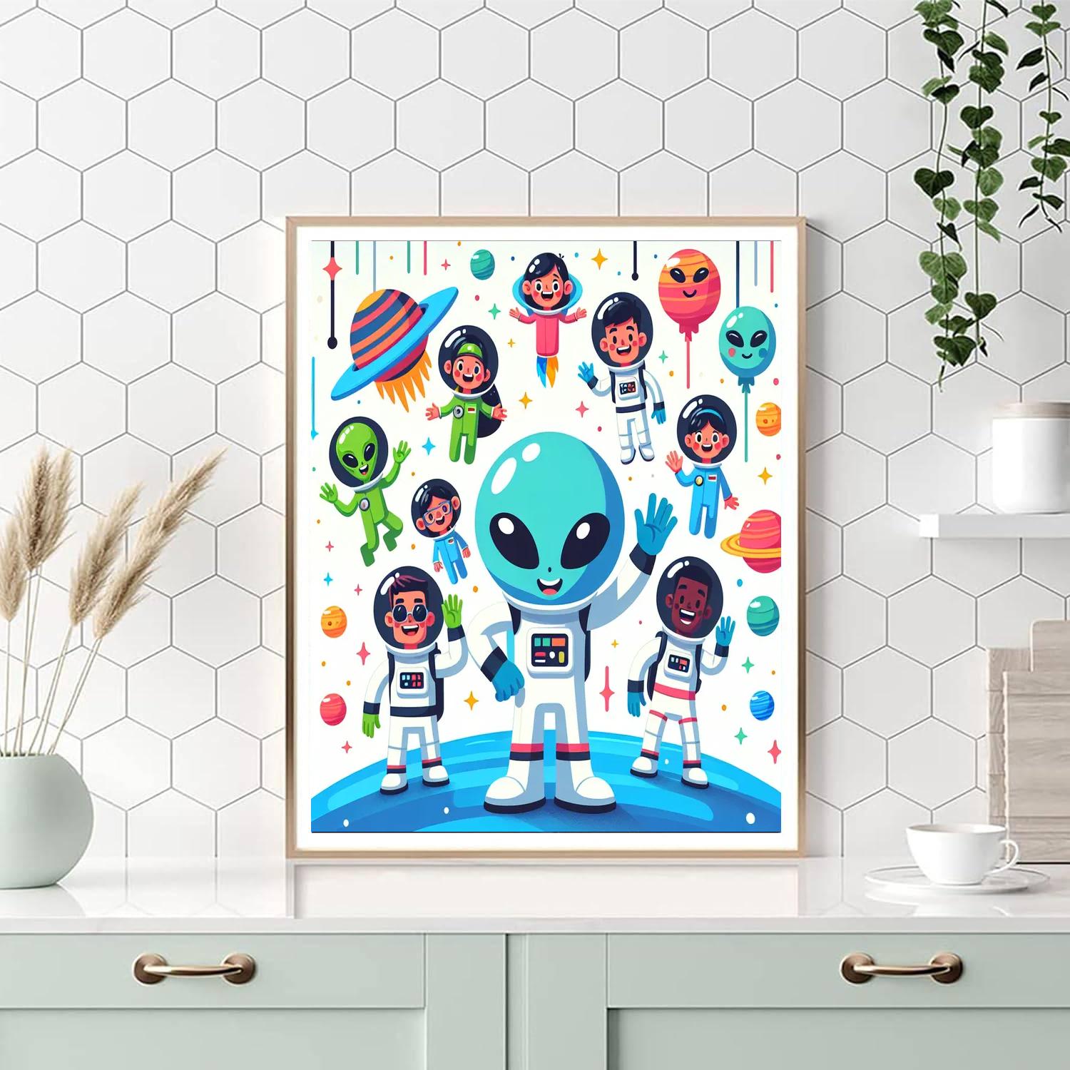 Awesome Outer Space Pals Paint By Numbers Art
