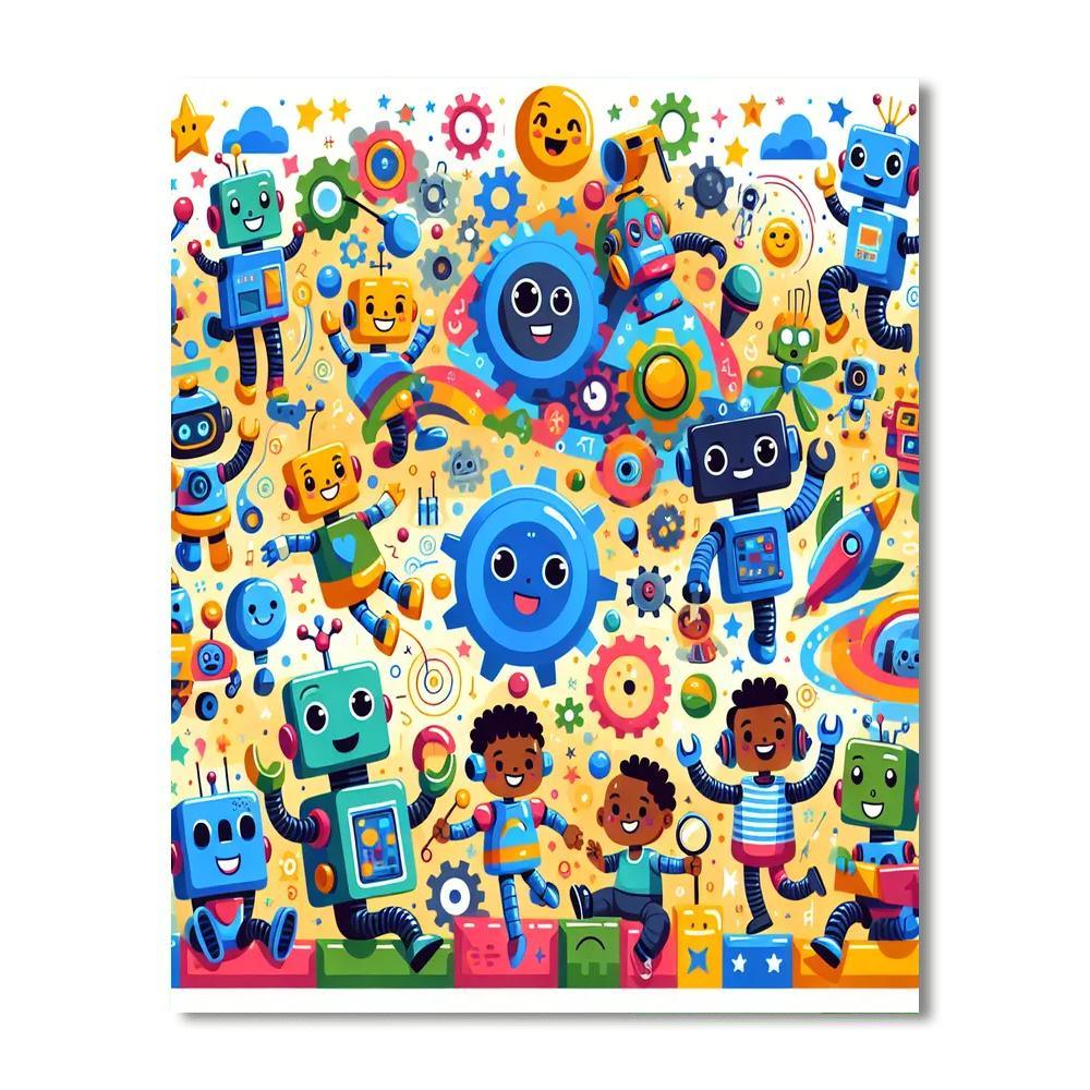 Cartoon Robot Revolution Paint By Numbers Kits