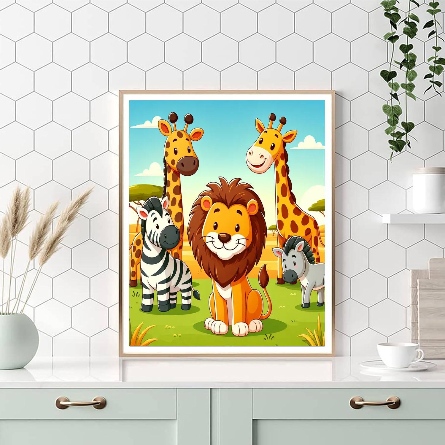 Friendly Animal Kingdom Numbered Painting Kits