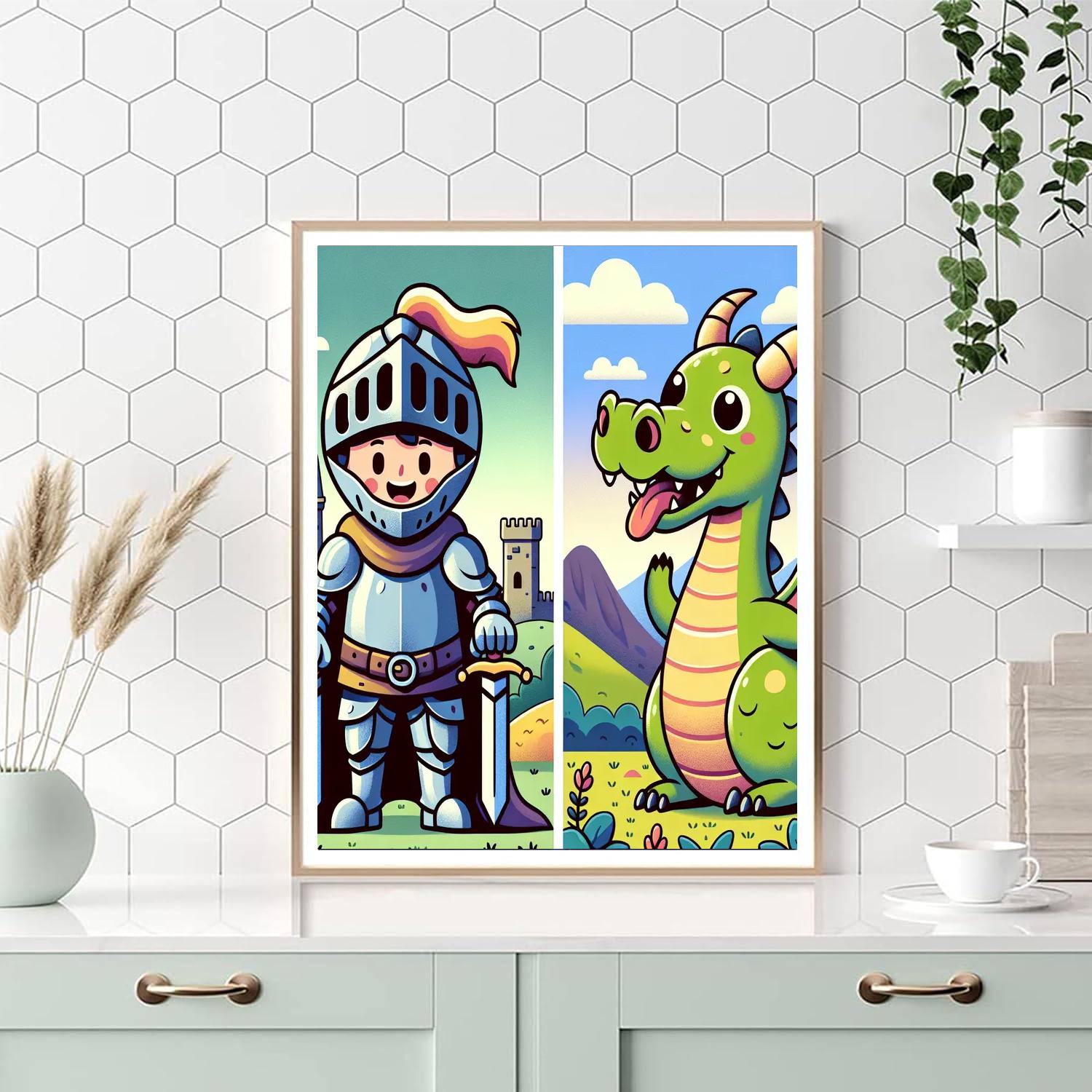 The Brave Knight And His Dragon DIY Paint By Numbers