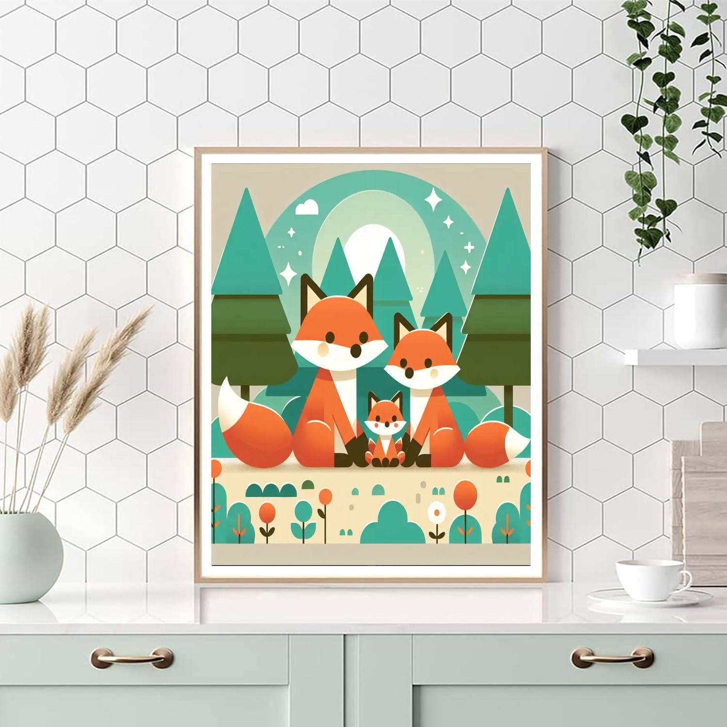 Charming Fox Family Numbered Painting Kits