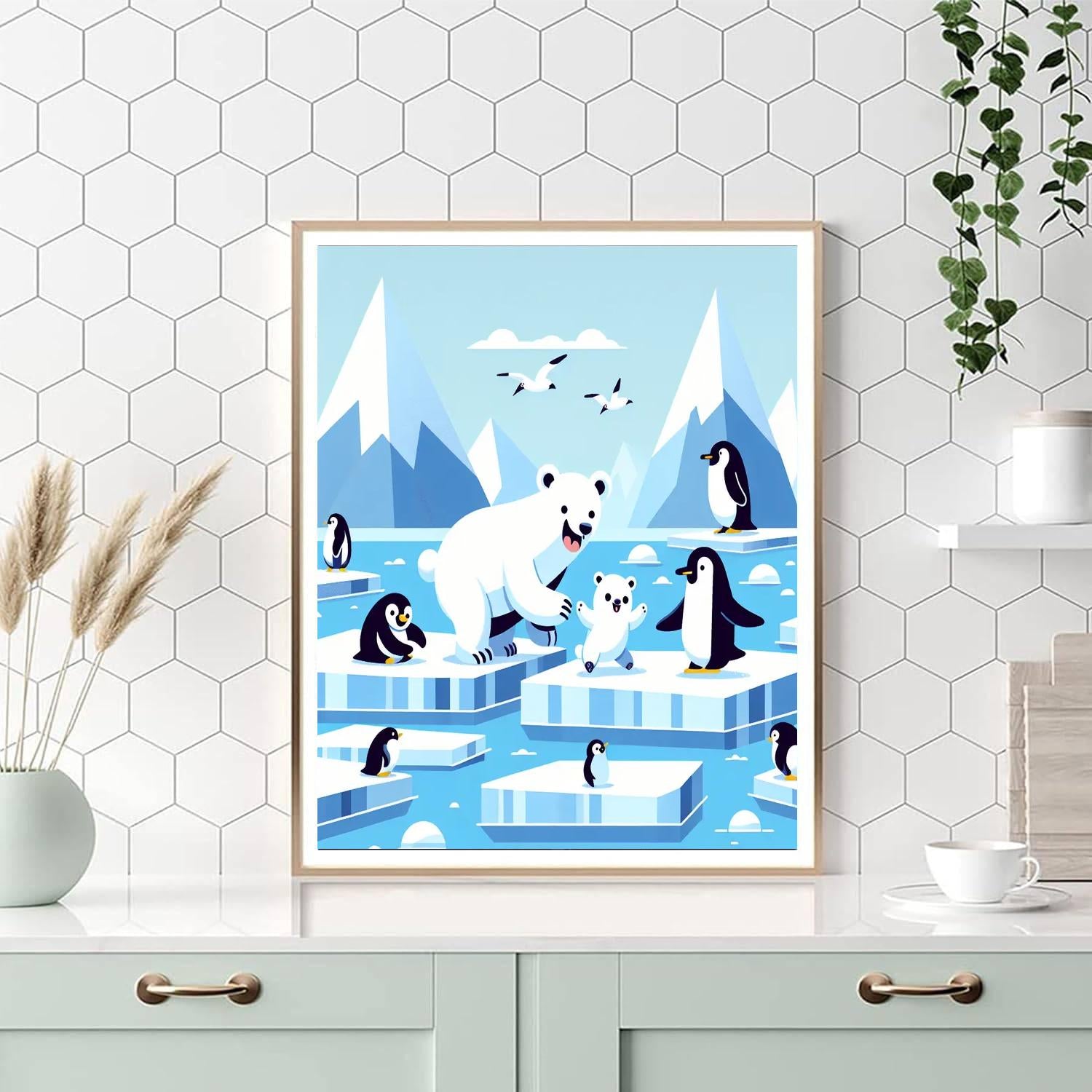 Playful Polar Playground Painting Number Kit