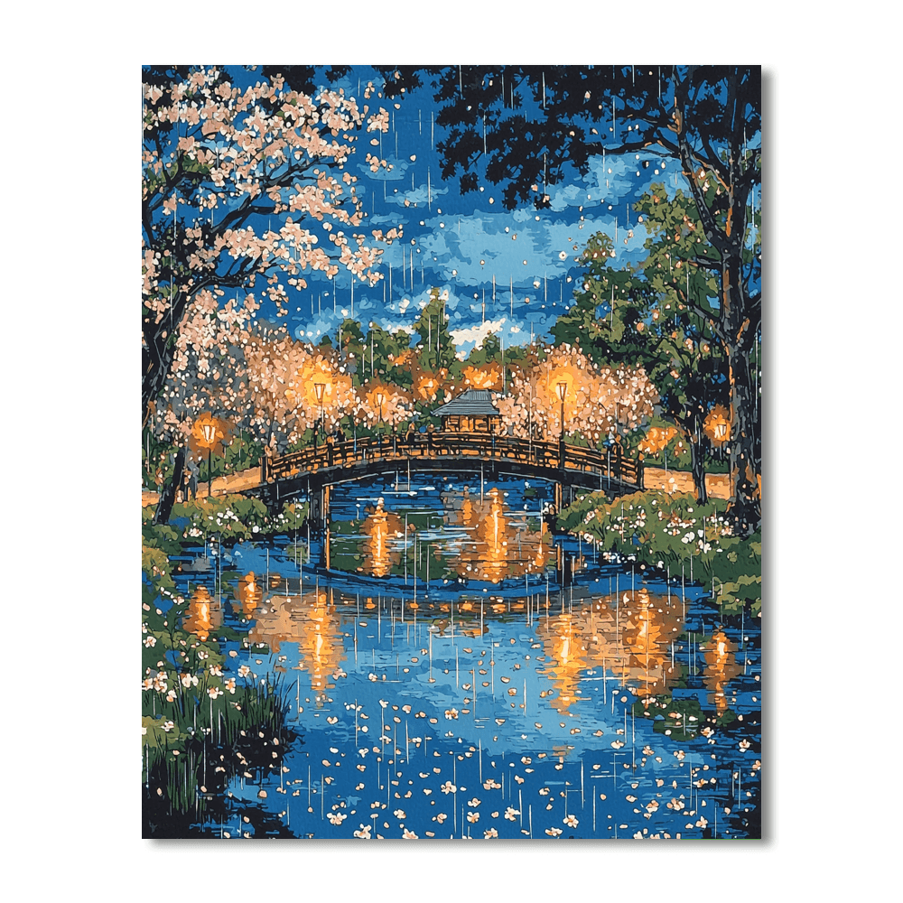 Utagawa Hiroshige Inspired Japanese Night Garden  Painting By Numbers Kit