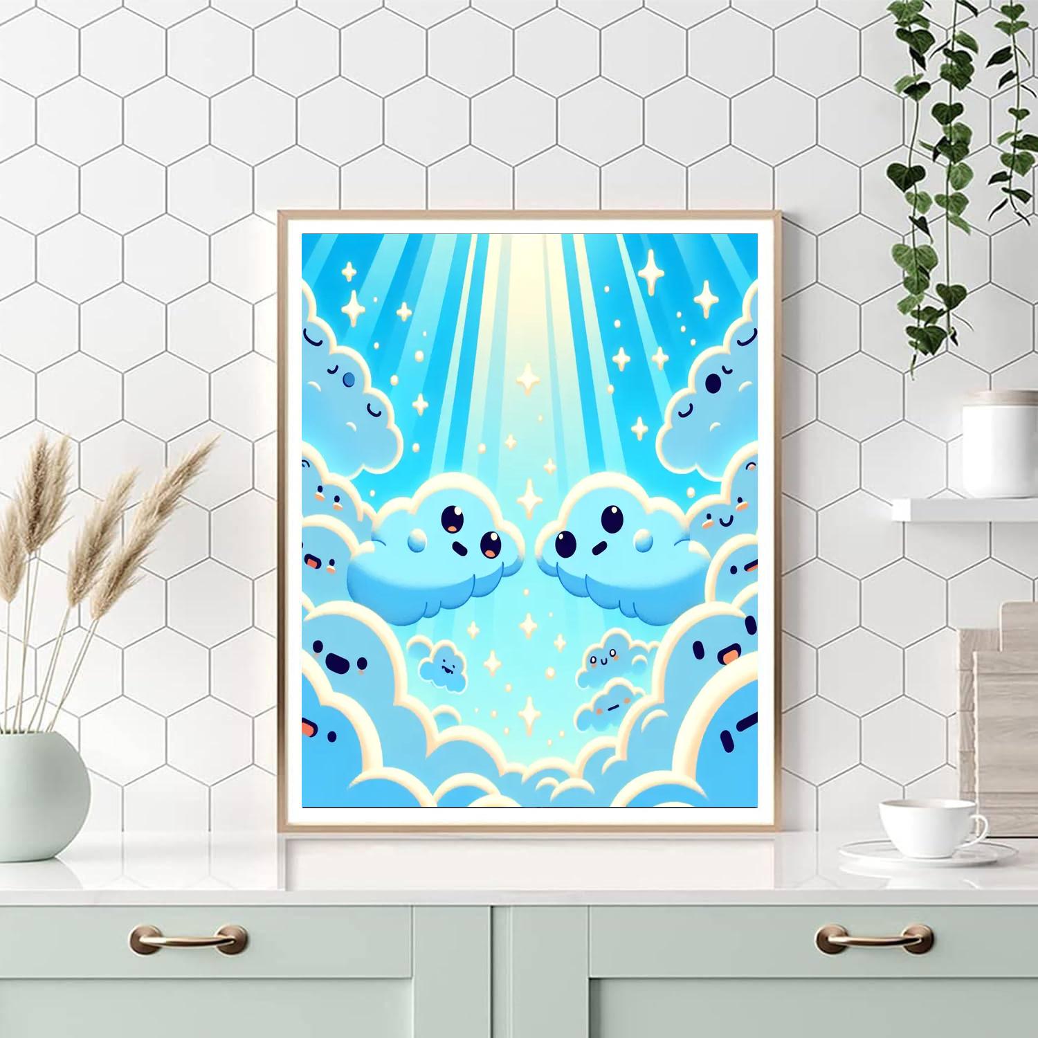 Fluffy Cloud Creatures Number Painting