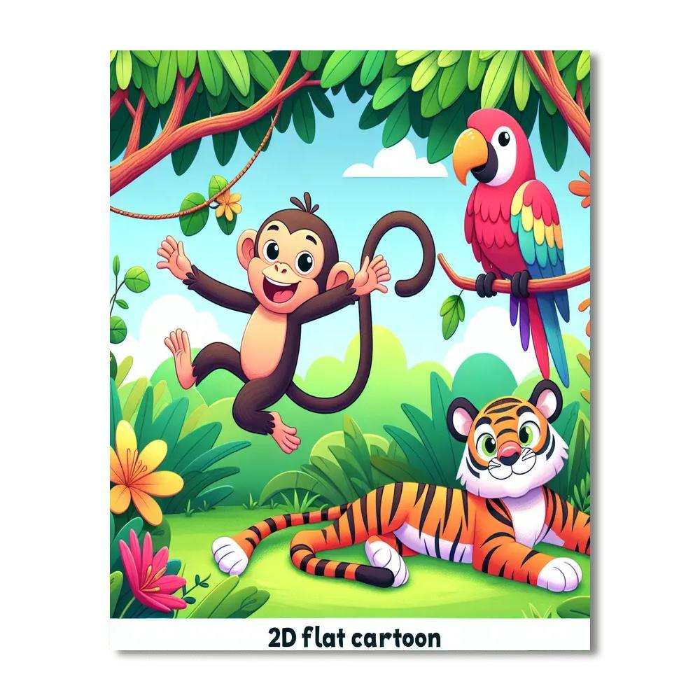 Silly Jungle Friends Paint By Numbers Art