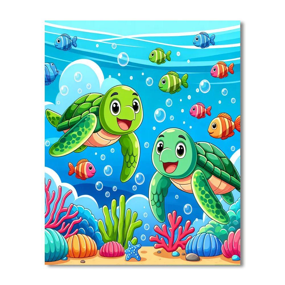 Sailing Sea Turtles Numbered Painting Kits