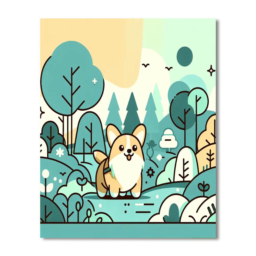 Clever Corgi Adventure Paint By Numbers Art