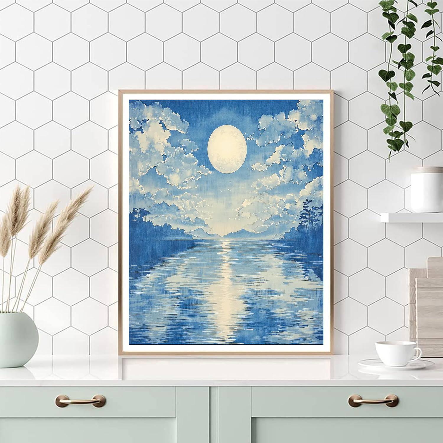 Utagawa Hiroshige Inspired Moonlit Tranquility  Paint By Number