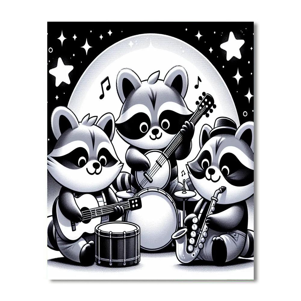 Adorable Raccoon Band Paint By Numbers Art