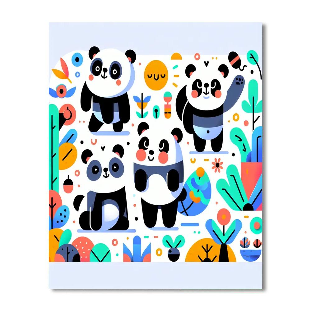 Pop Art Pandas Painting Number Kit