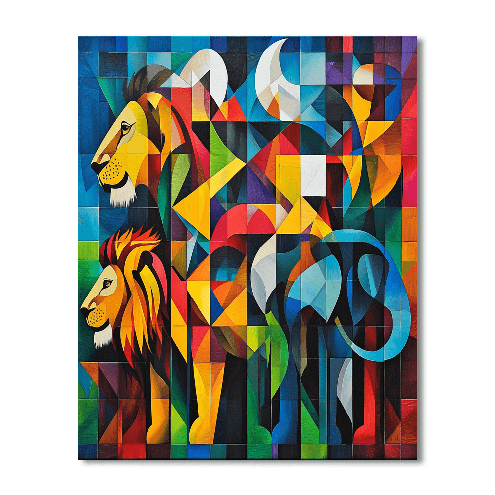 Pablo Picasso Inspired Cubist Wild Animals  Paint By Color