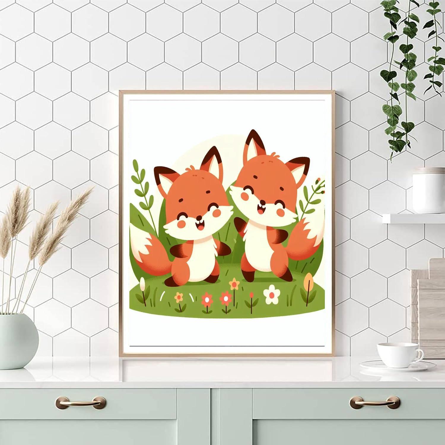 Cute Baby Foxes Paint By Numbers Art