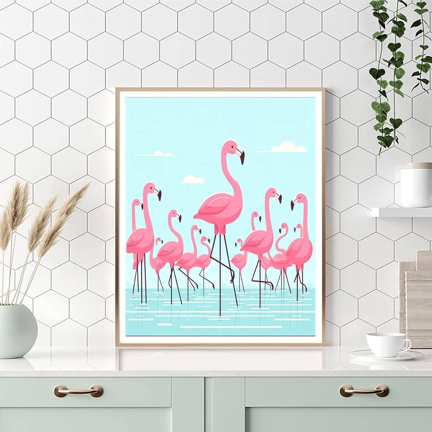 Fluffy Flamingo Frolic Number Painting