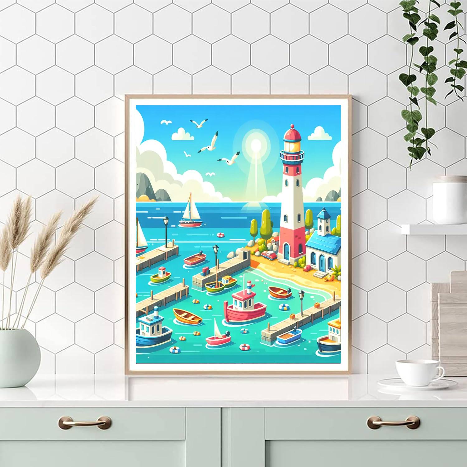 Nautical Explorer's Harbor DIY Paint By Numbers