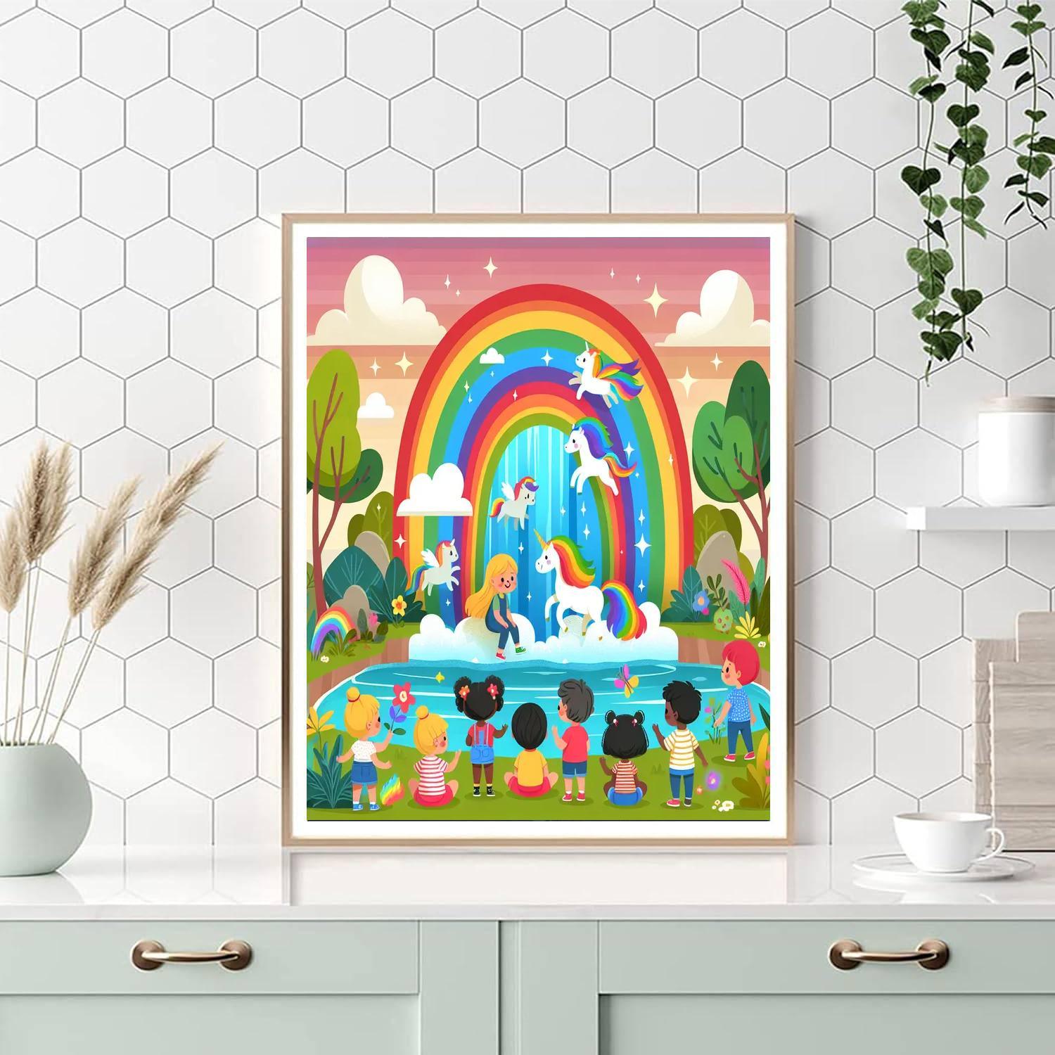 Rainbow Waterfall Adventure Paint By Color