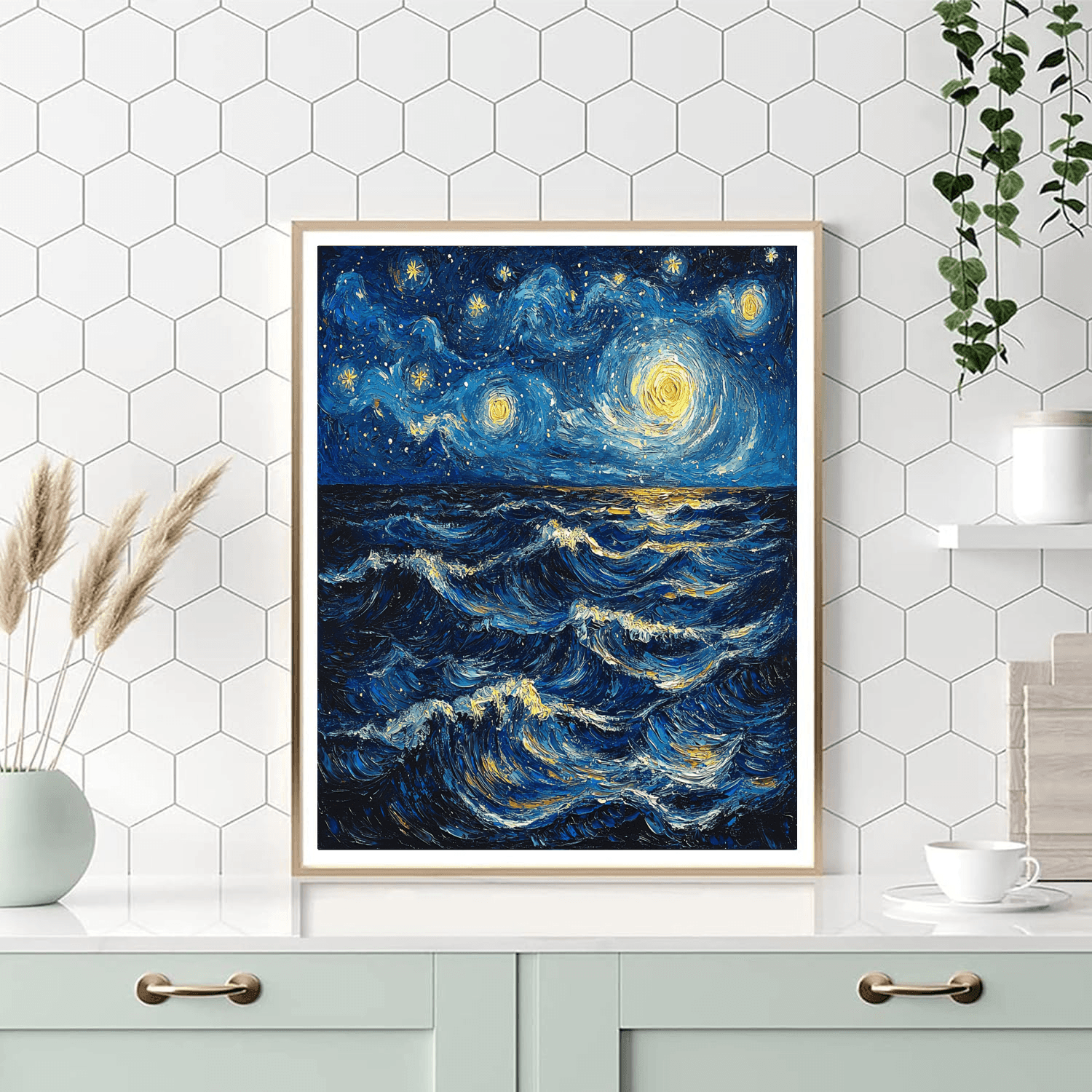Vincent Van Gogh Inspired Starry Ocean  Paint By Numbers Art