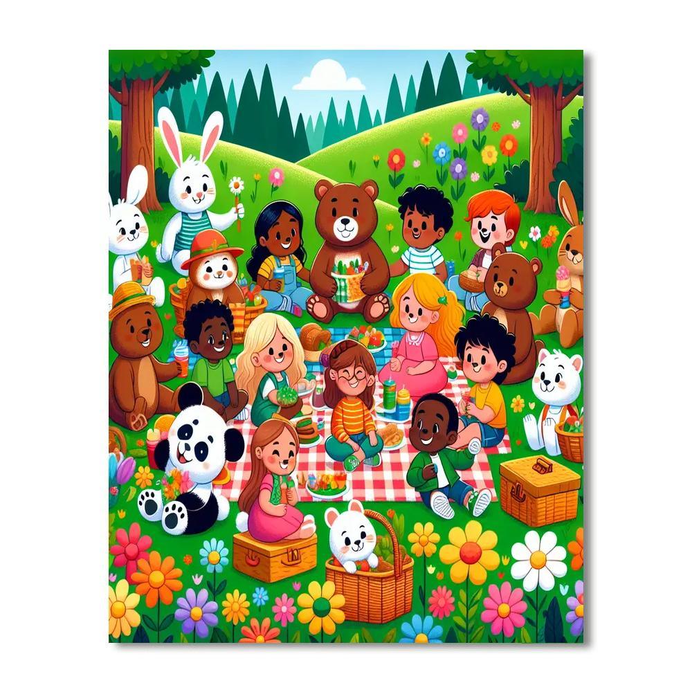 Cuddly Forest Friends Picnic Painting By Numbers Kit