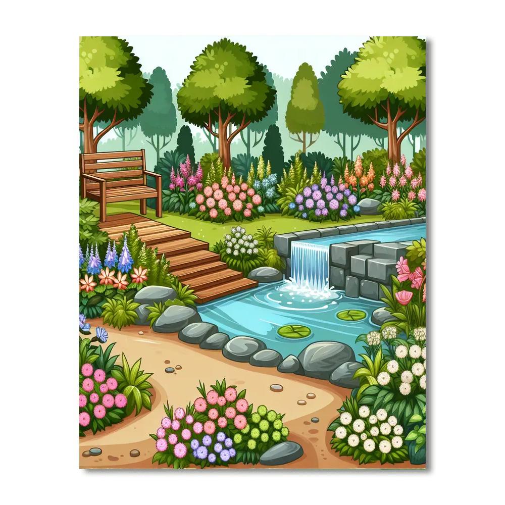 Peaceful Garden Hideaway Painting Number Kit