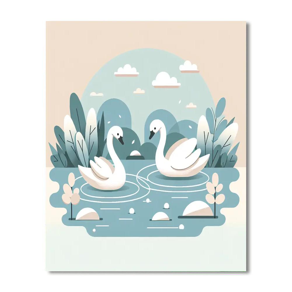 Serene Swans Numbered Painting Kits