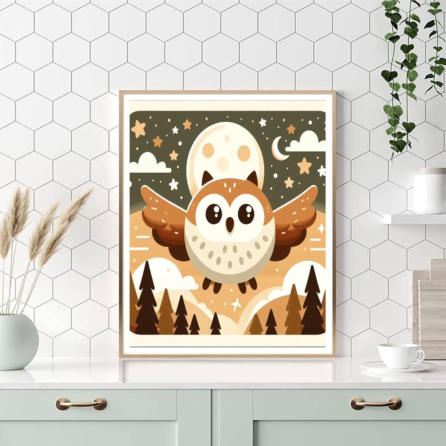 Mystic Night Owl Adventure Painting Number Kit