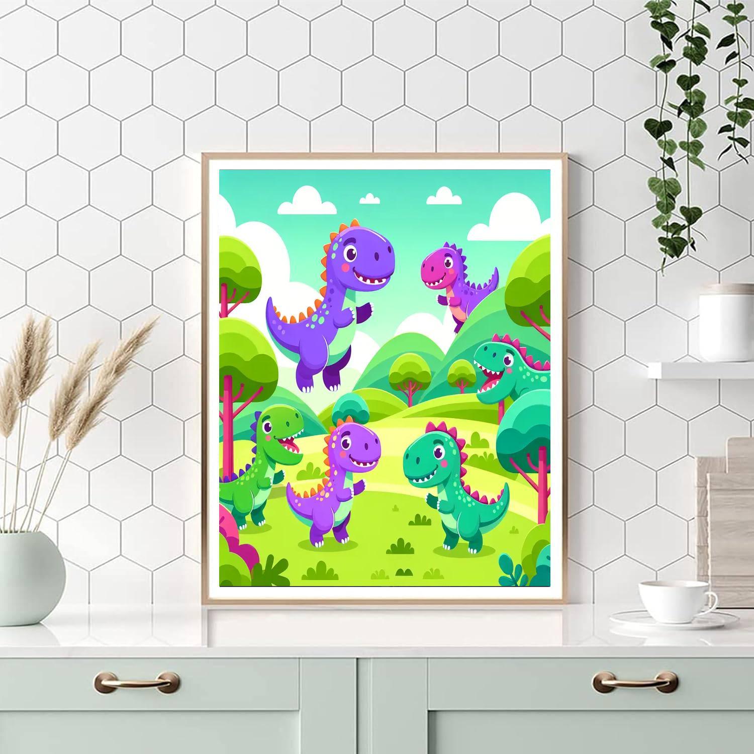 Dizzy Dinosaurs Paint By Numbers Art