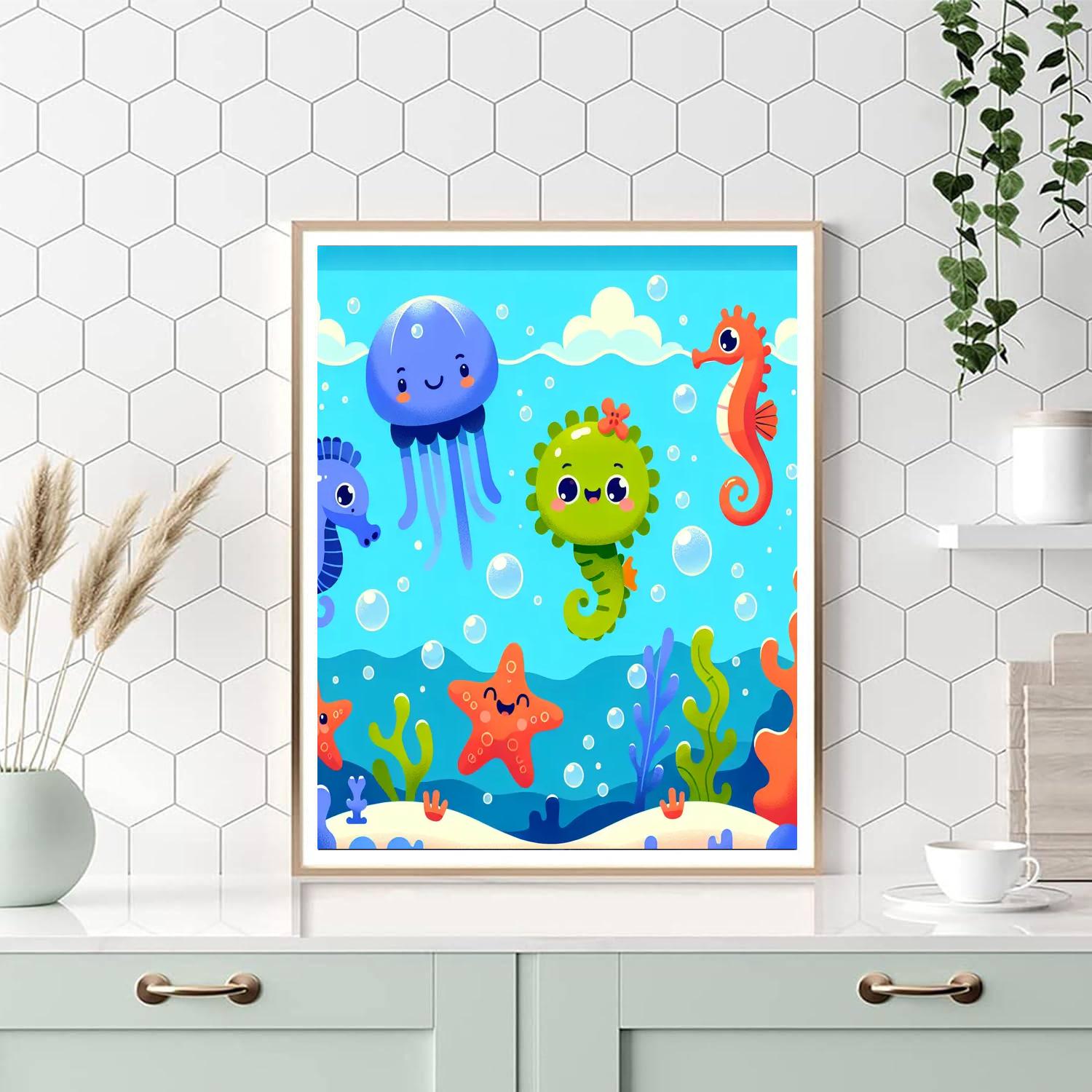 Curious Sea Creatures Paint By Numbers Art