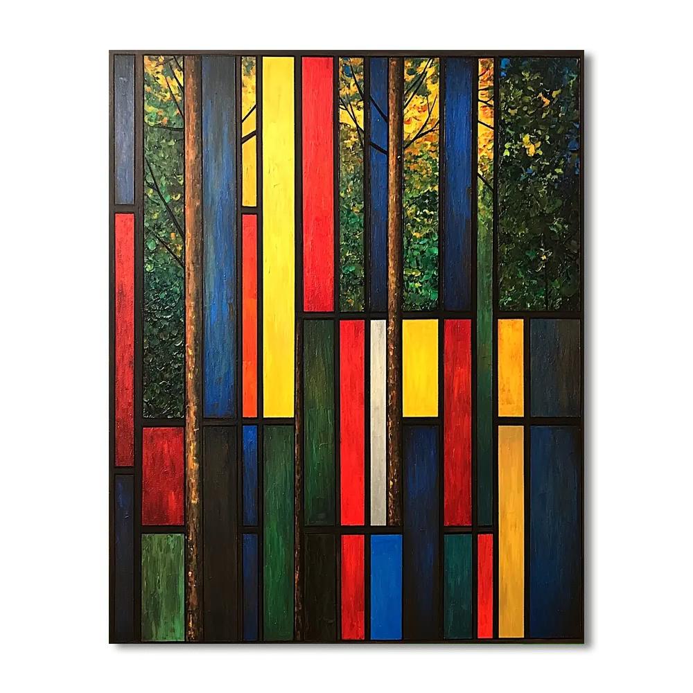 Piet Mondrian Inspired Dreamy Abstract Forest  Paint By Numbers