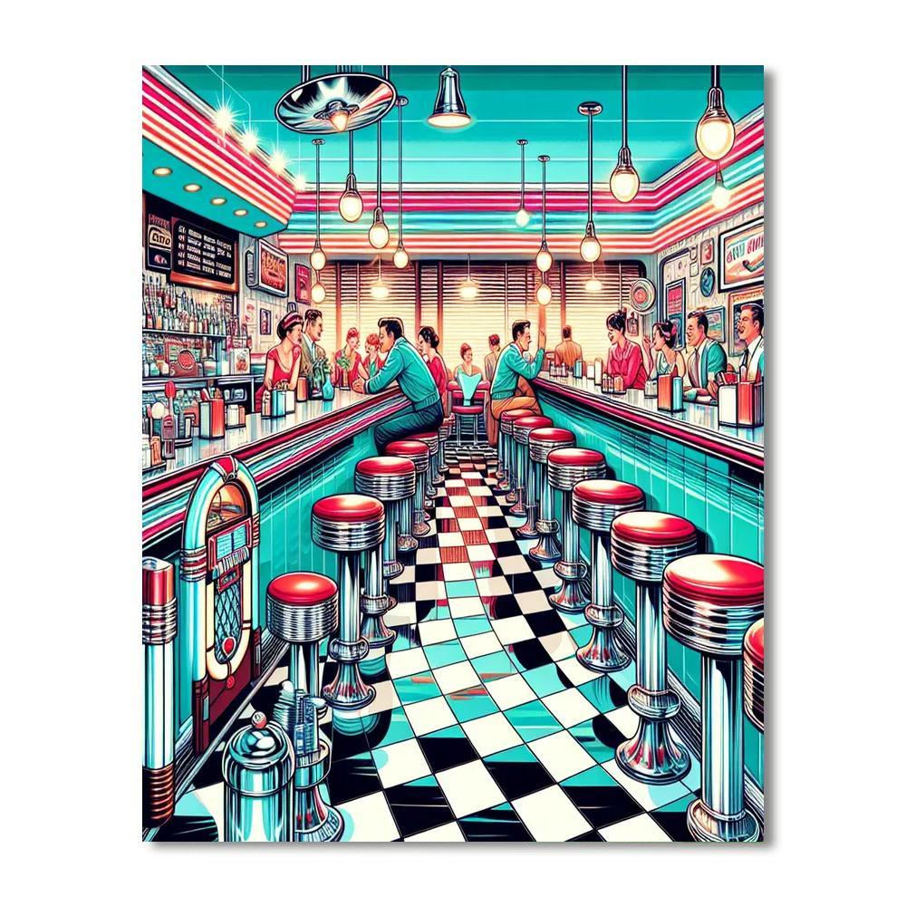 Retro Diners And Drive-ins Painting By Numbers Kit