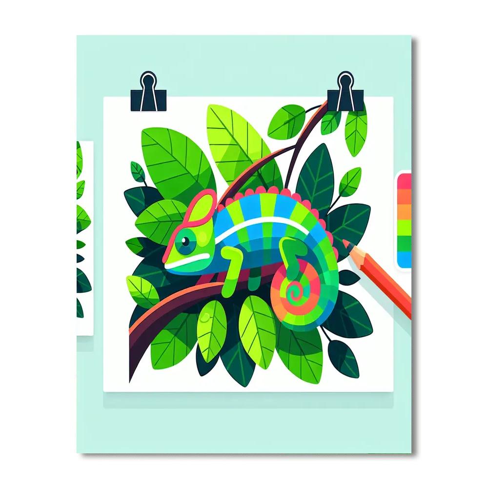 Chameleon’s Colorful Canopy Paint By Numbers