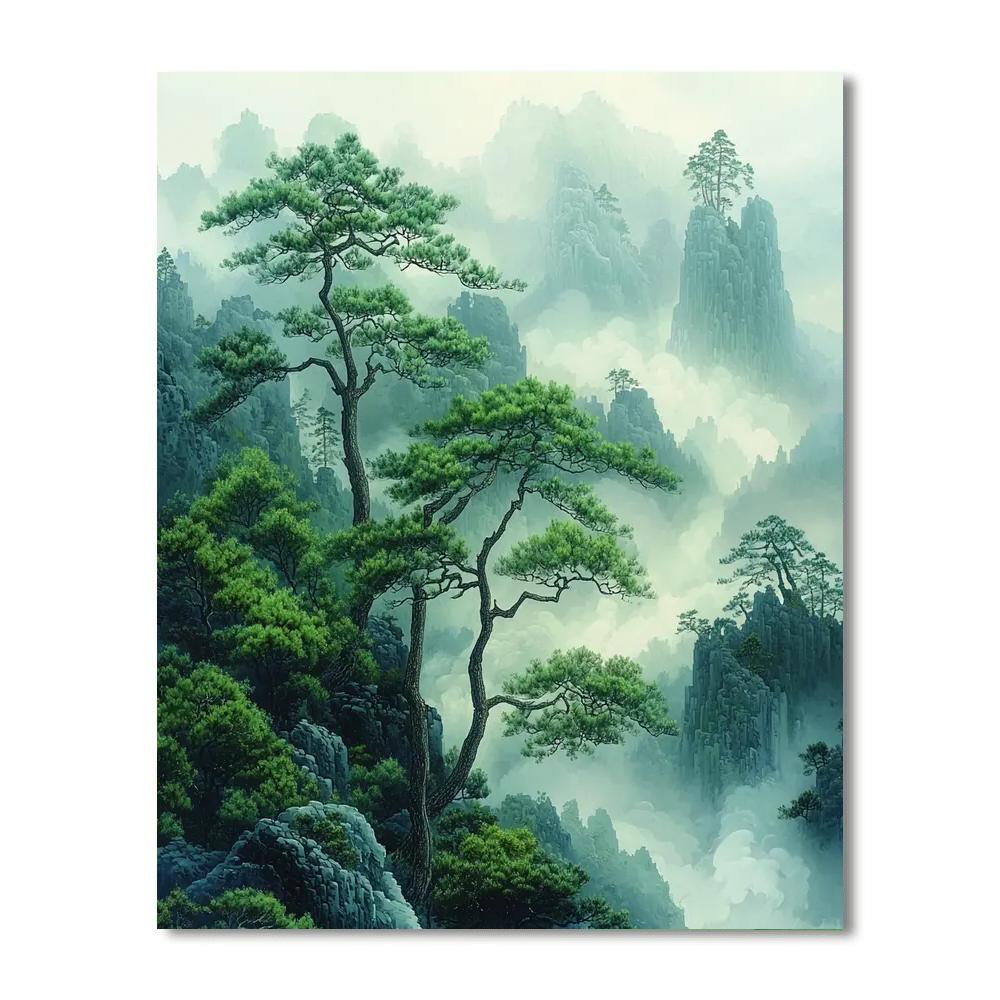 Zhao Mengfu Inspired Timeless Ancient Trees  Numbered Painting Kits