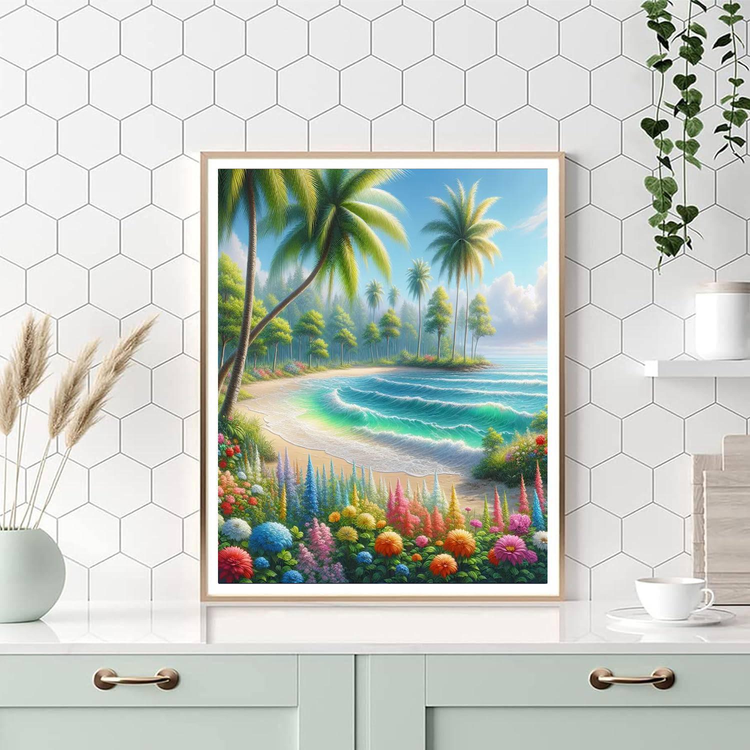 Serene Tropical Oasis Painting By Numbers Kit