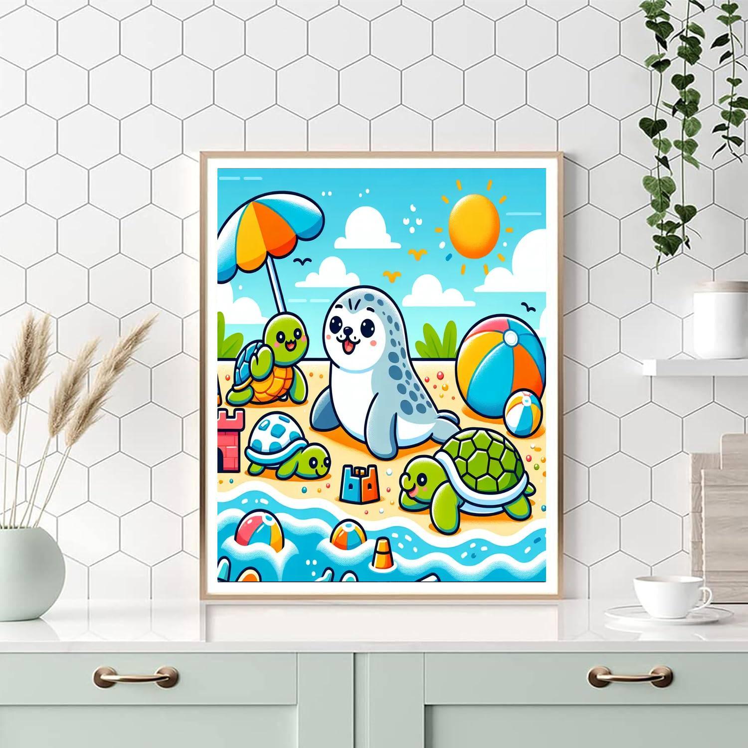 Bouncy Beach Fun Paint By Numbers