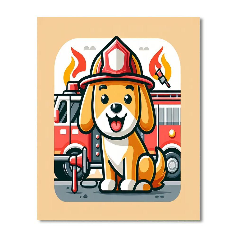 Brave Firefighter Dog Painting By Numbers Kit