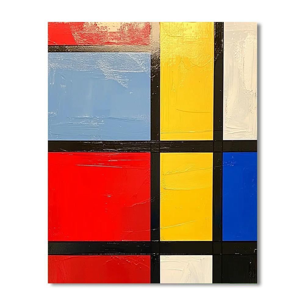 Mondrian Inspired Geometric Reflections  DIY Paint By Numbers