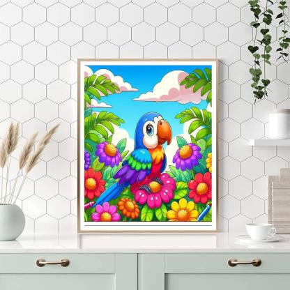Rainbow Parrot Fiesta Numbered Painting Kits
