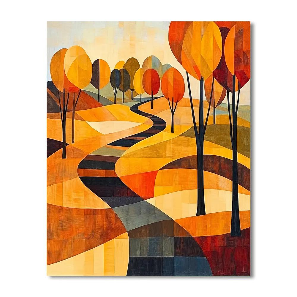 Paul Cézanne Inspired Geometric Autumn Hues  Painting By Numbers Kit