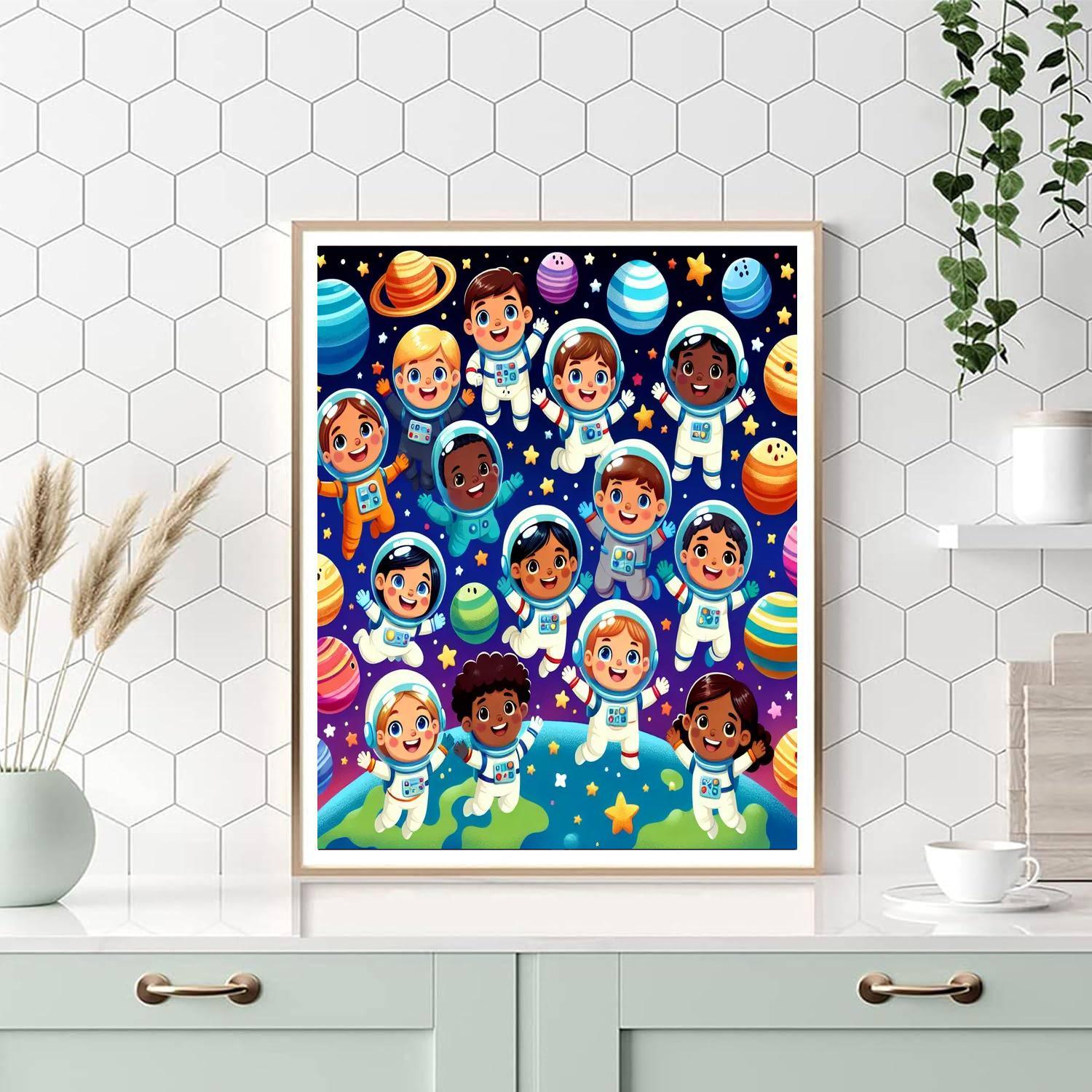 Curious Kids In Space Painting Number Kit