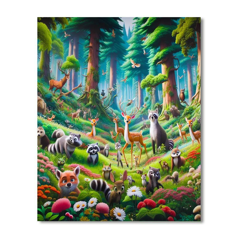 Friendly Forest Frolic For Kids Numbered Painting Kits