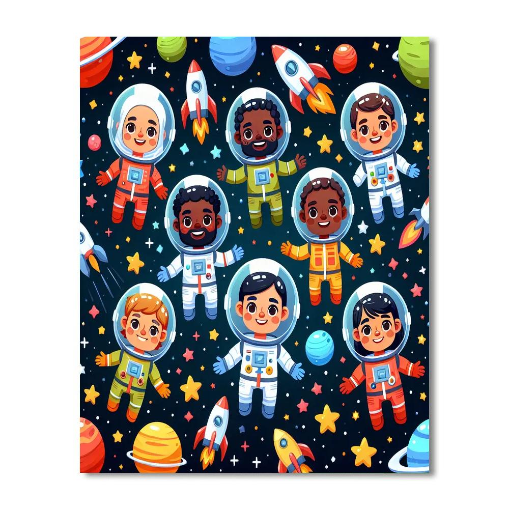 Adorable Astronauts Paint By Numbers Art