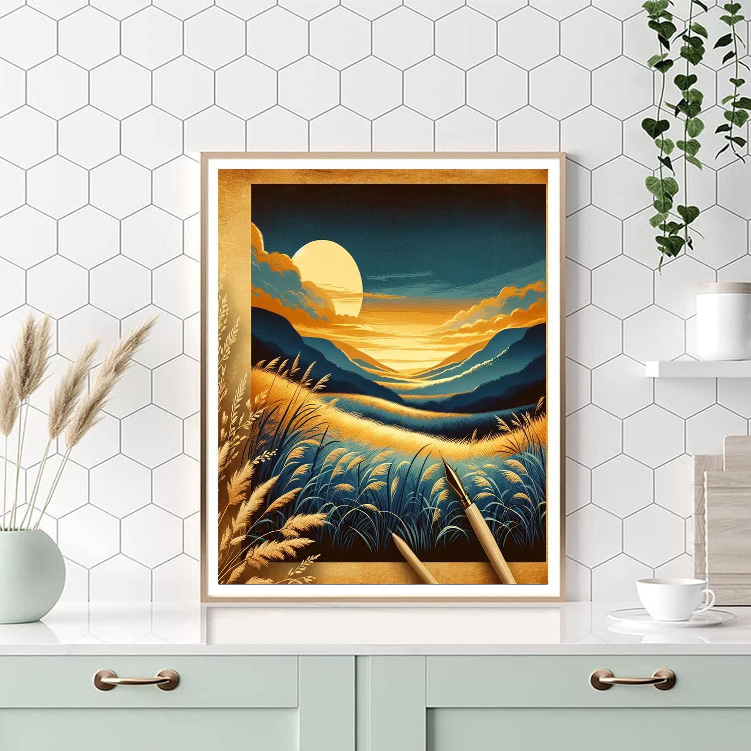 Golden Meadow At Dusk Paint By Numbers Art