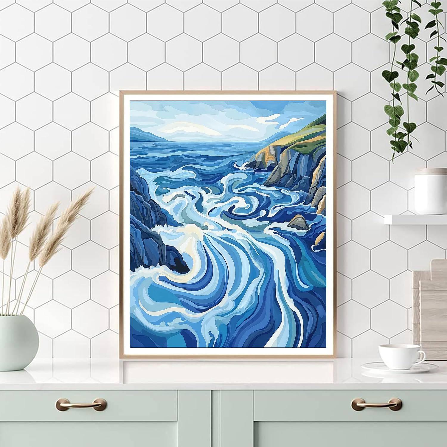 Abstract Expressionist Style Inspired Dynamic Ocean Currents  Paint By Numbers Kits