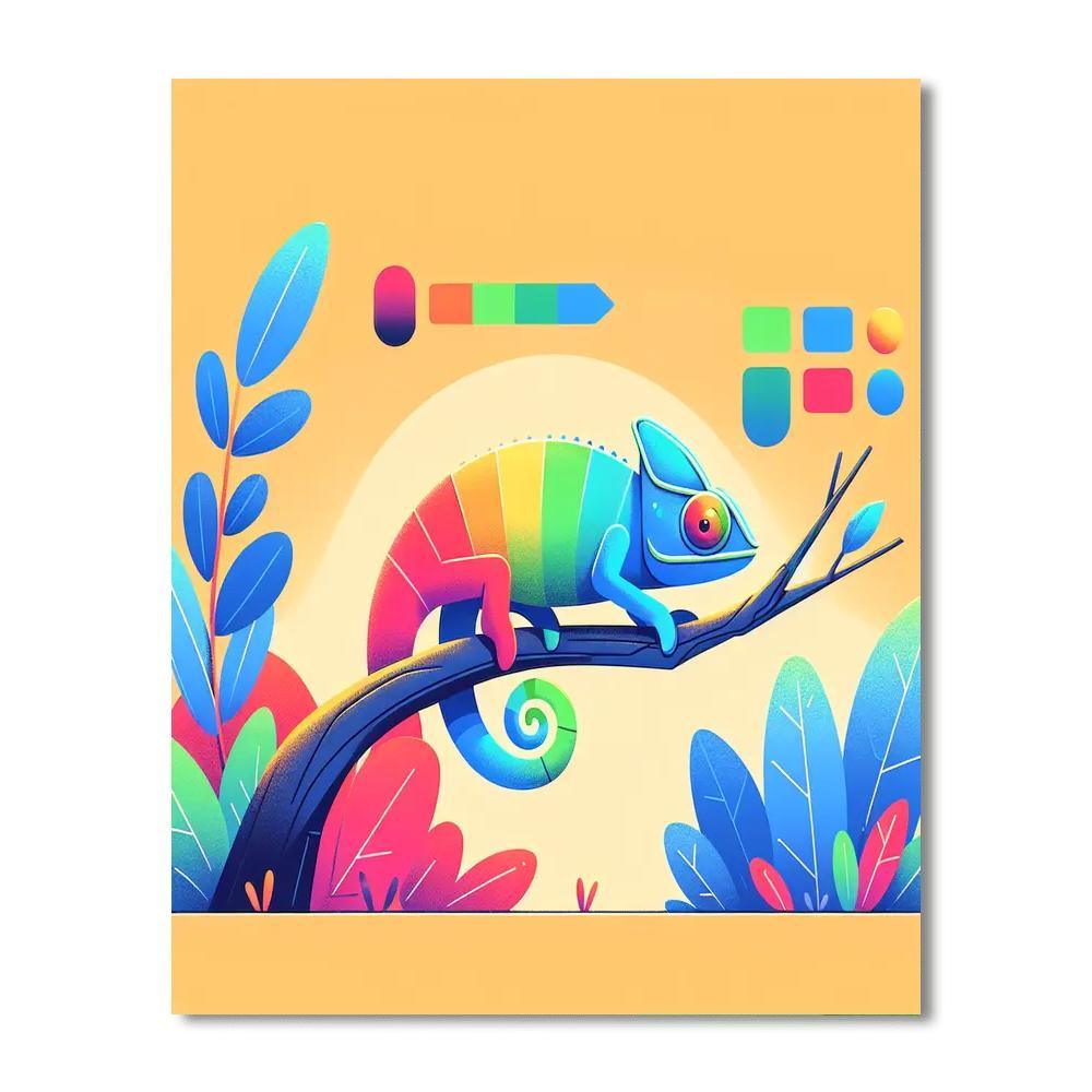 Colorful Chameleon Caper Number Painting