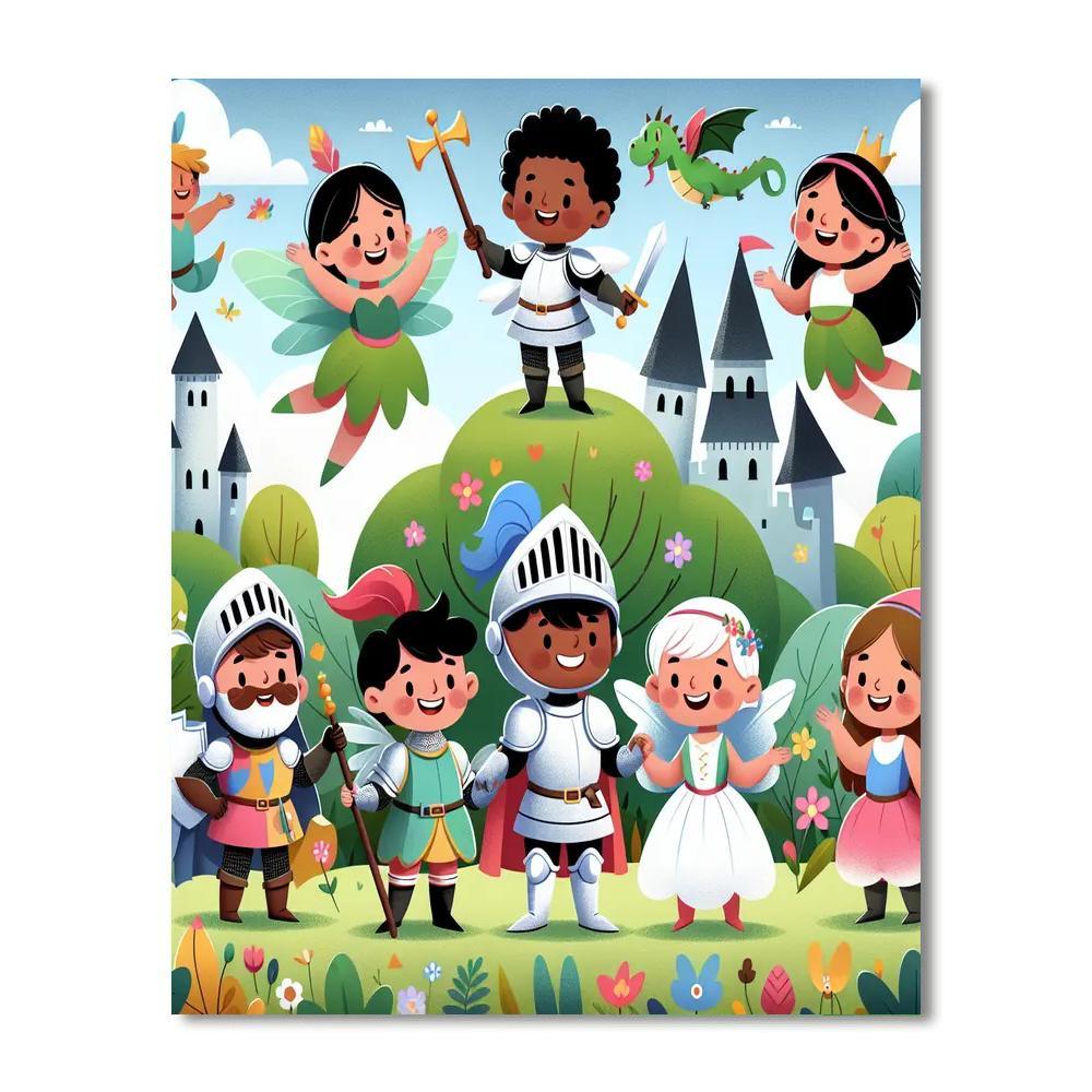 Courageous Knights And Fairies Painting Number Kit