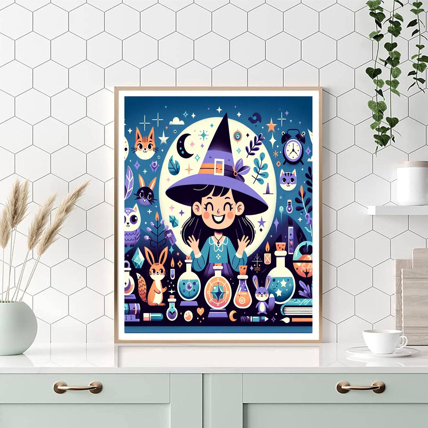 Whimsical Witch Paint By Numbers Art