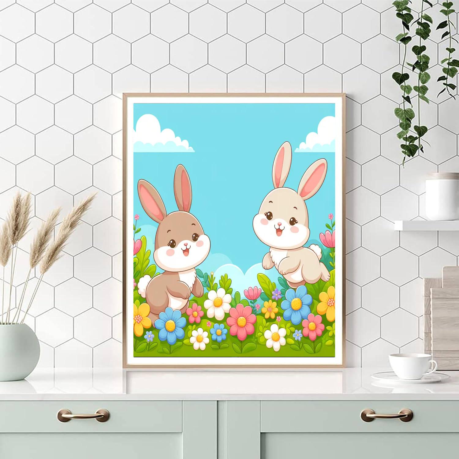 Curious Bunnies Number Painting