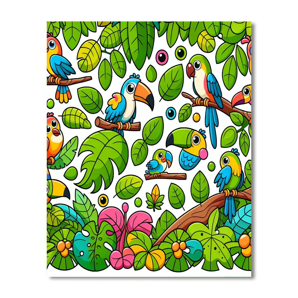 Jungle Bird Safari Number Painting