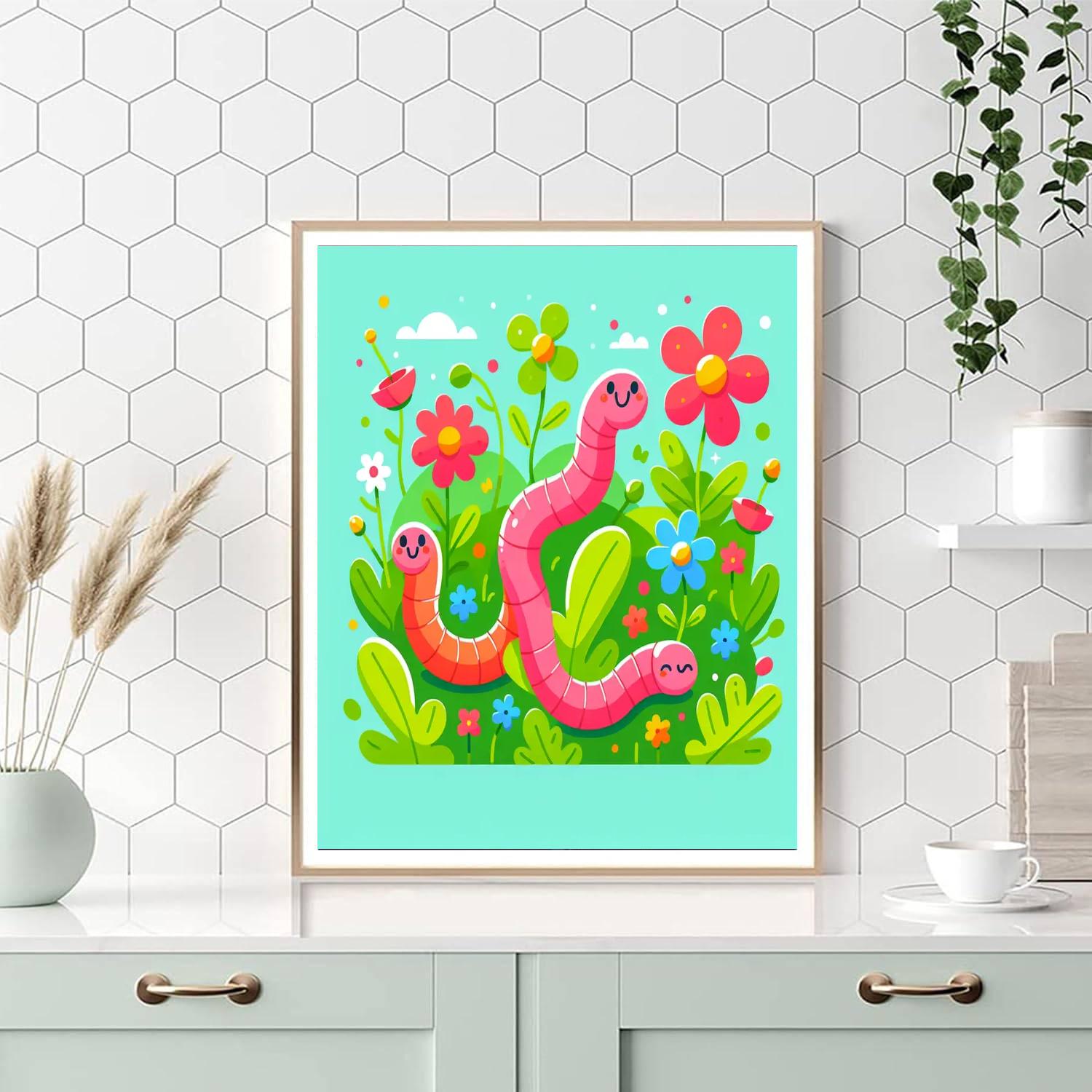 Wiggly Worm Wonderland Paint By Numbers Art